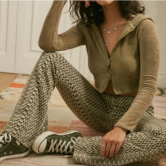 🆕 Urban Outfitters Retro Pull-On Stretch Pants (Burnt Orange-Black-Cream) - Picture 12 of 12